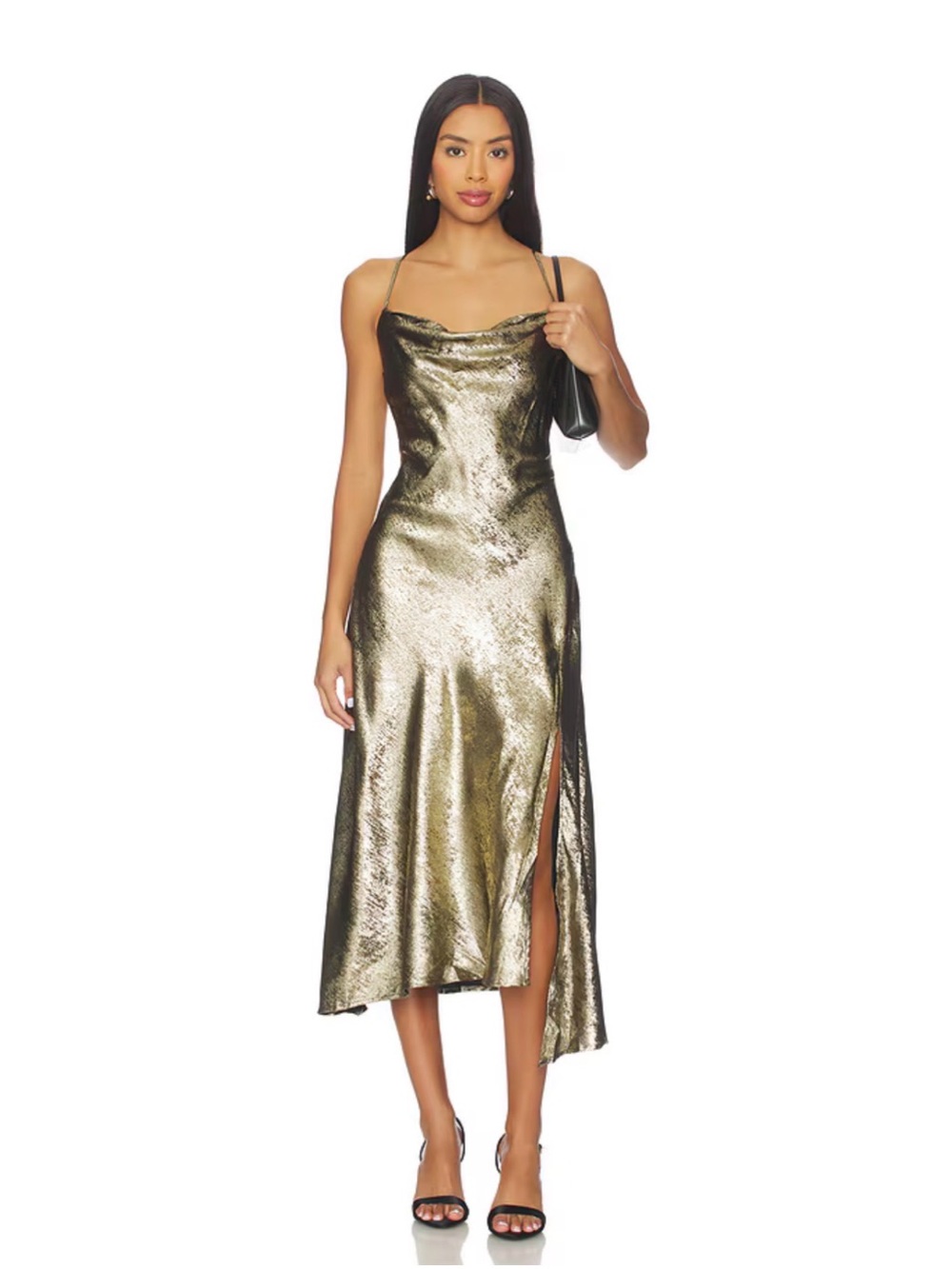 ASTR The Label Gaia Dress in Black Gold